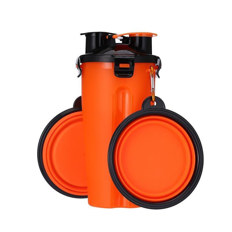 2 In 1Pet Water Bottle Dispenser Travel Portable Dog Cat Drinking Silicone Bowl-1