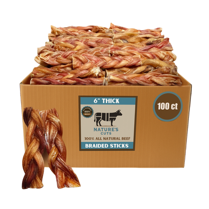 6" Thick Braided Bully Sticks-6